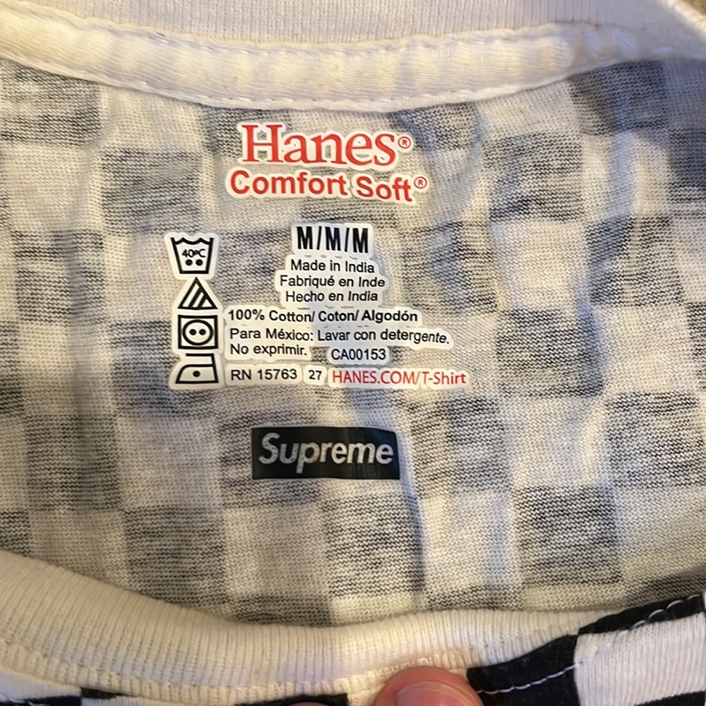 Supreme X Hanes Checkerboard Tee View 3